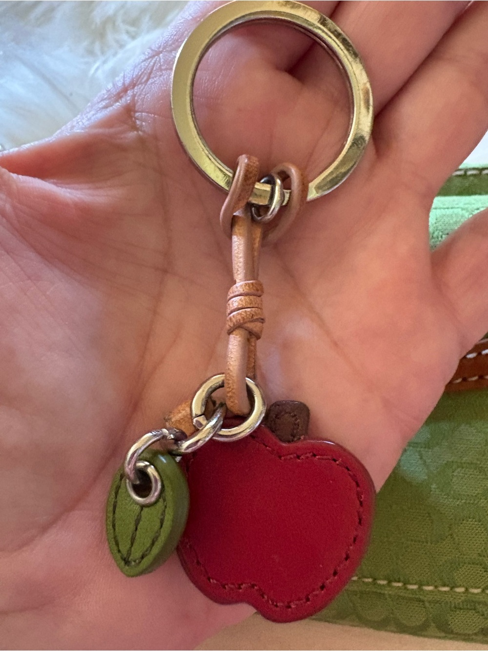 VINTAGE COACH Y2K GREEN SIGNATURE C SOHO JACQUARD AND LEATHER WRISTLET & KEYFOB - Picture 12 of 14